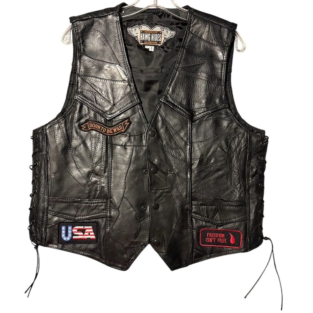 Black Leather Biker Vest